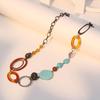 Bohemian Long Necklace with Colorful Stone & Mixed Metal Chain, Unique Pendant & Ethnic Choker Style Accessories