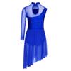 Complete Competition Lyrical Costume for Girls: Features Asymmetrical Design, Mock Neck, Mesh & Rhinestone Details