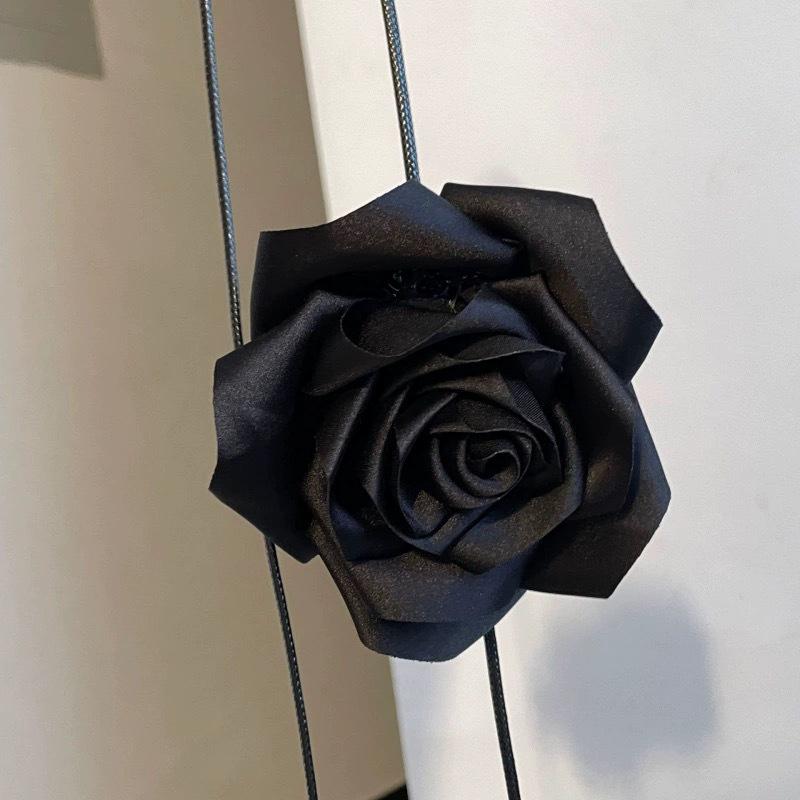 Vintage Rose Satin Flower Necklace & Hairband Choker - Versatile Women's Waist Accessory