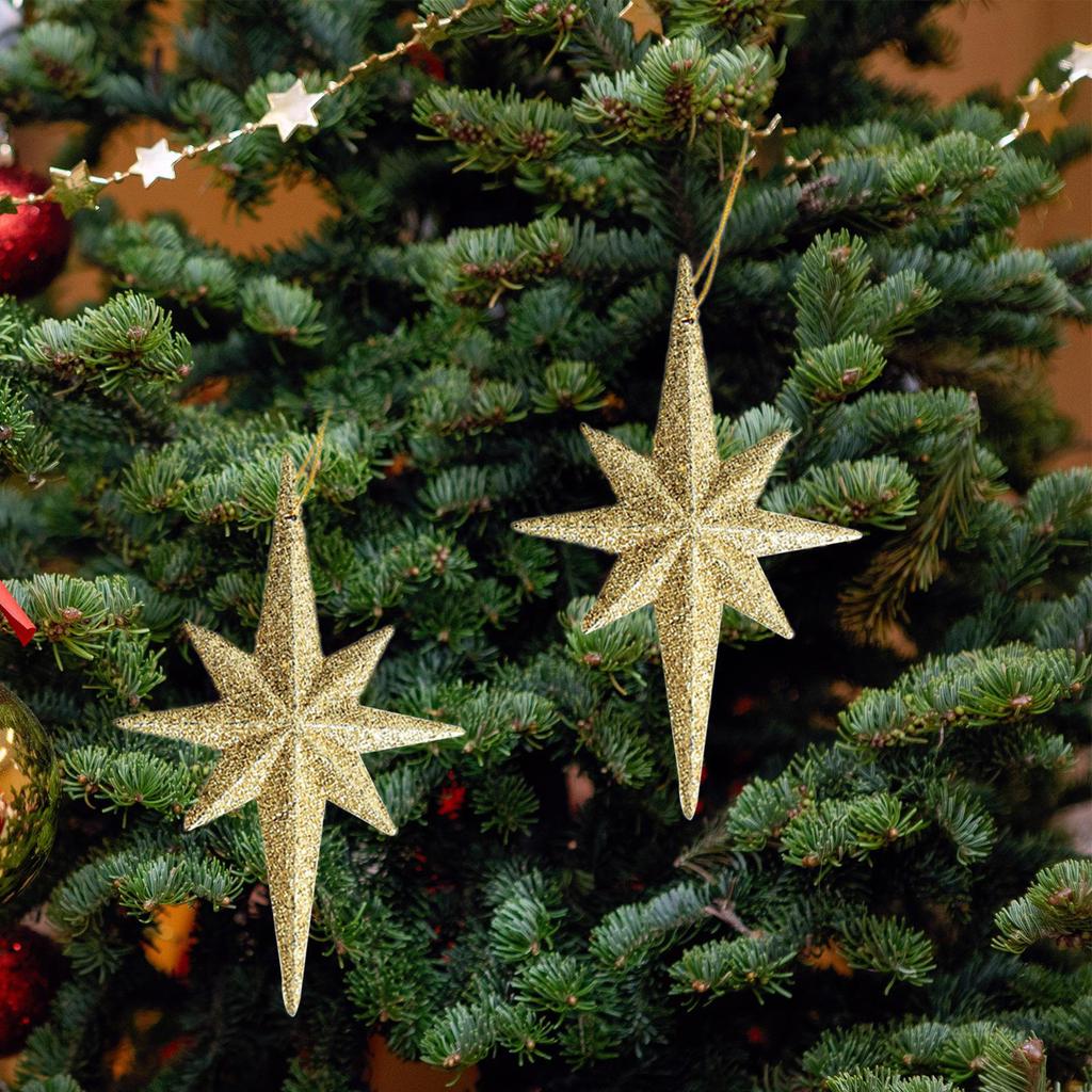 2 Pieces Christmas Glitter Star Pendants Hanging Ornaments Decor for Wedding