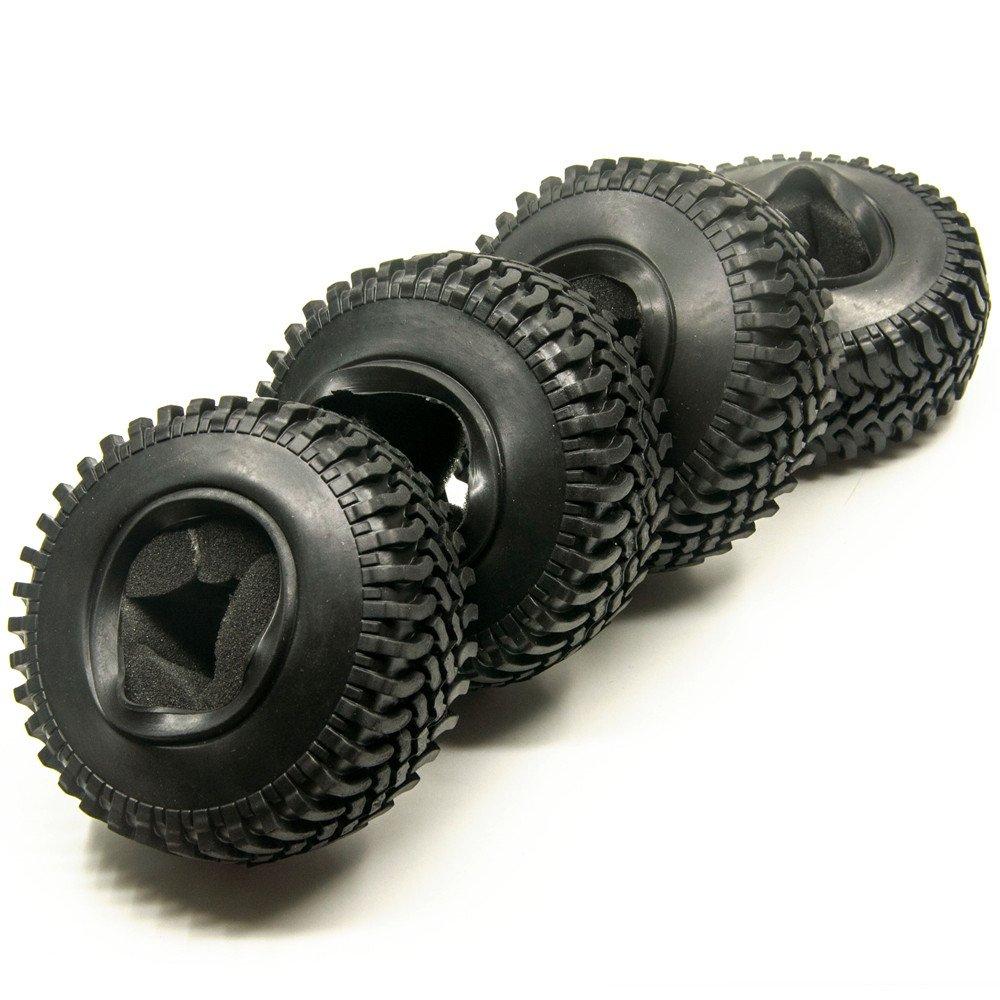 RC Car Inch 100mm Beadlock Wheel Rim Rubber Tire for Axial SCX10 Tamiya CC01 RC4WD D90 D110 RC Car Tire Parts Felgen Tyre 1.9 110 (4pcs)