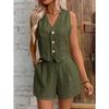 2026 Plus Size Women's Solid Color Two-Piece Vest Set: Europe & America Style