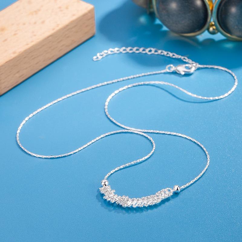 S925 Sterling Silver Necklaces For Women Simple Minimalist Pendant Necklaces Cross Ball Circle Necklace Birthday Gift