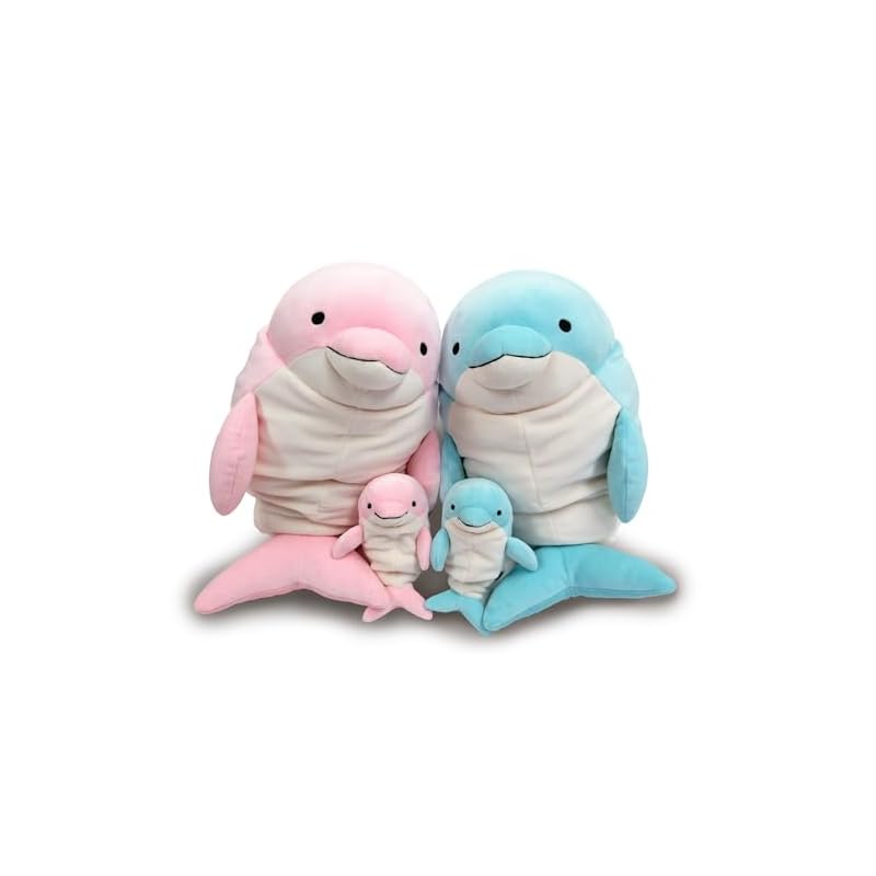 Morisaka Global Mochi Dolphin Light Blue Mini Dolphin Plush Toy, Soothing, Soft and Squishy, Cute Animal, Mochi Series MOIR-0088LB