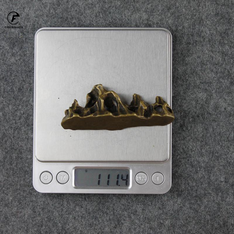 New Chinese Creative Handmade Vintage Brass Copper Strange Stone Mini Mountain Pen Rack Pen Holder Penholder Bracket Storage