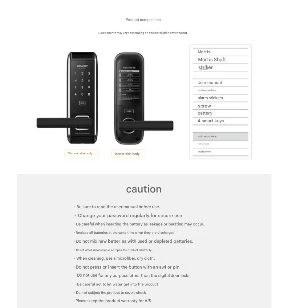 Solity WTS700 Non-Punching, Card Key 4 + Number Key, Front Door Digital Lock