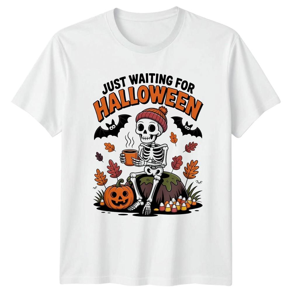 Just Waiting For Halloween TShirt Coffee Lover Halloween Gift For Him And Her S