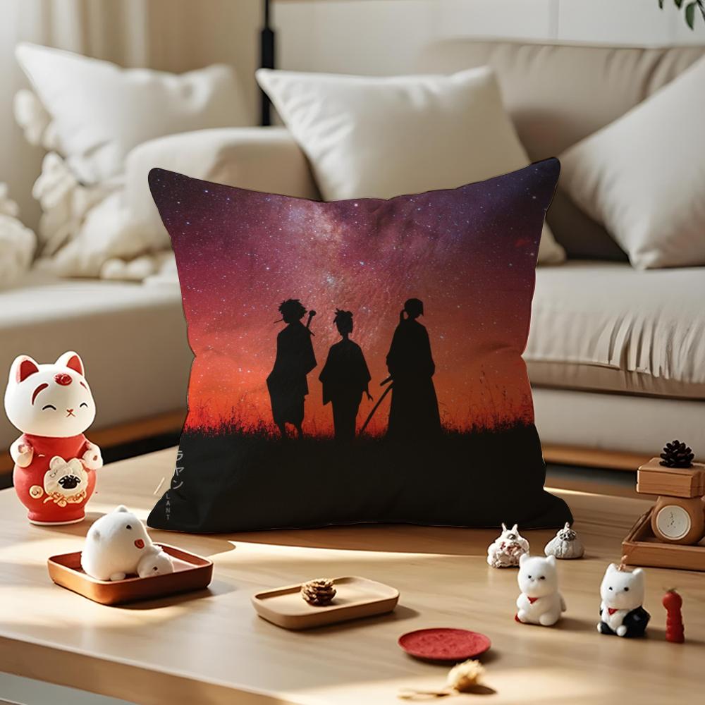 Anime Samurai Champloo Cushion Cover Anti-dustmite Pillowcase Invisible Zipper Silky Short Plush Sofa Cushion Cover
