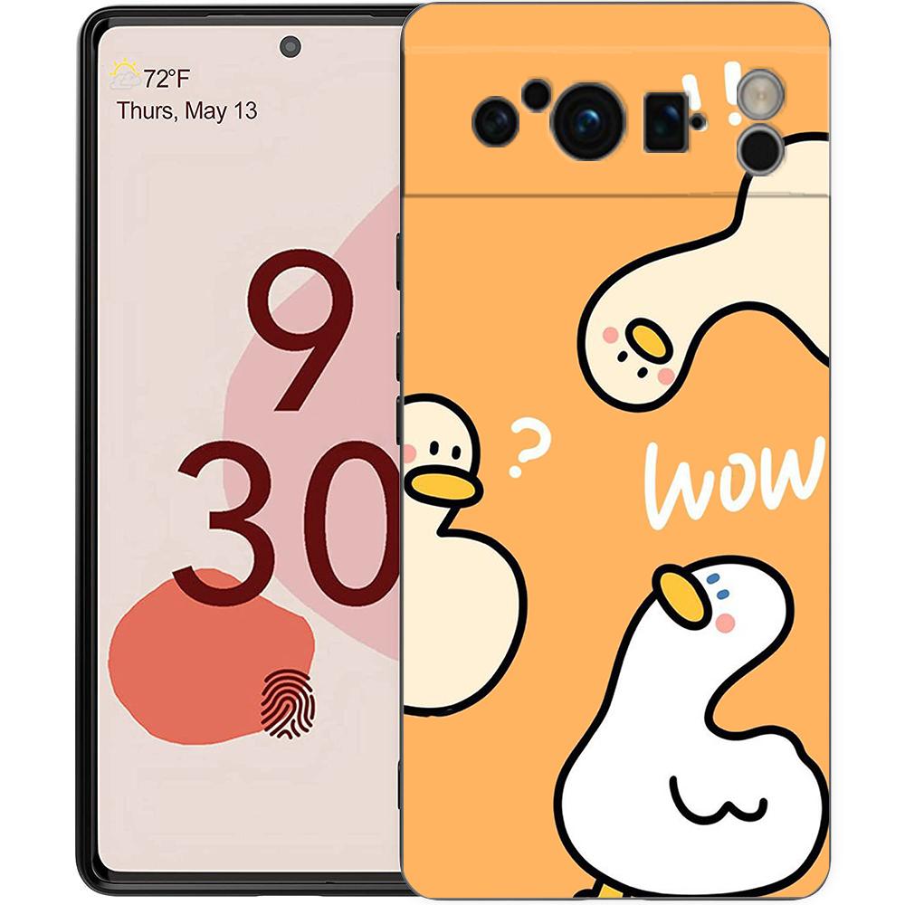 Phone Case For Google Pixel 8 A 7 6 Pro 6A 5G Black Soft Shockproof Back Cover Silicone TPU Shell Coque Cartoon Printed