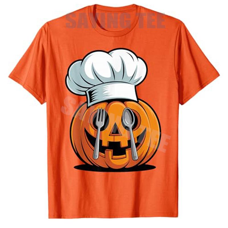 

Jack O Lantern Spooky Kitchen Pumpkin Chef Halloween T-Shirt Novelty Gift Humor Funny Halloween Party Clothes Y2k Streetwear Tee 4XL
