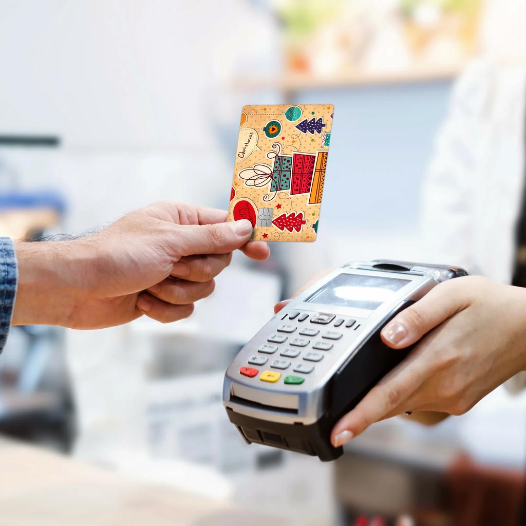 4PCS Slim Waterproof Credit/Debit Card Stickers - Funny Food Coupons, Personalized Decor