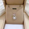 Fish Tail Water Drop Full Diamond Fashion Light Luxury Temperament Gorgeous Full Diamond Necklace Female Versatile Collarbone Chain Titanium Steel
