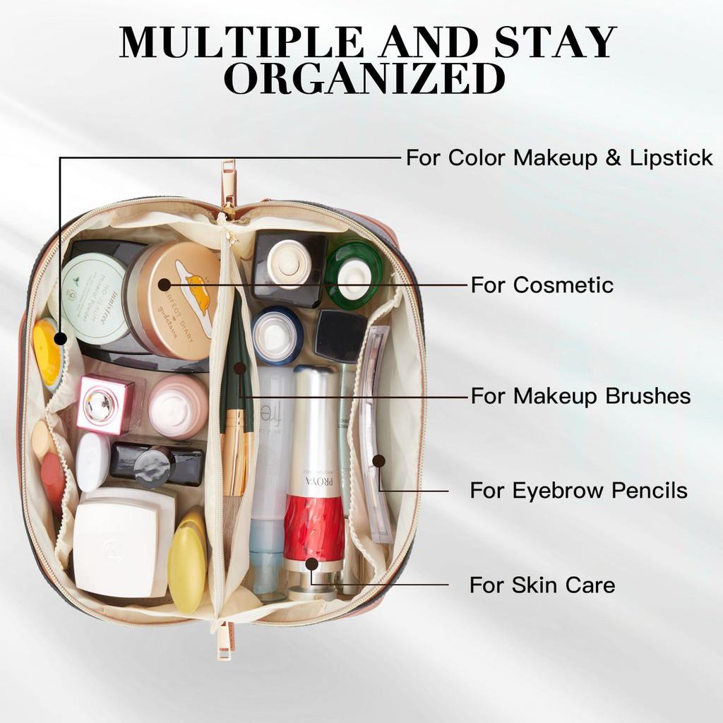 Large Capacity Waterproof Leather Travel Makeup & Toiletry Bag