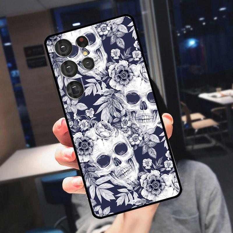 Gothic Fashion Skull Cover For Samsung Galaxy S25 Ultra S24 S22 S21 S23 Plus S20 FE S9 S10 S24 FE Phone Case