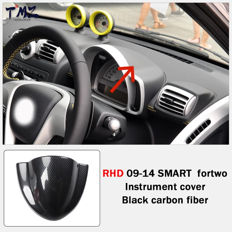 Right Hand Drive Vehicle Accessories with Carbon Fiber Pattern Black Navigation Panel Decorative for Benz SMARTfor Two Sticker