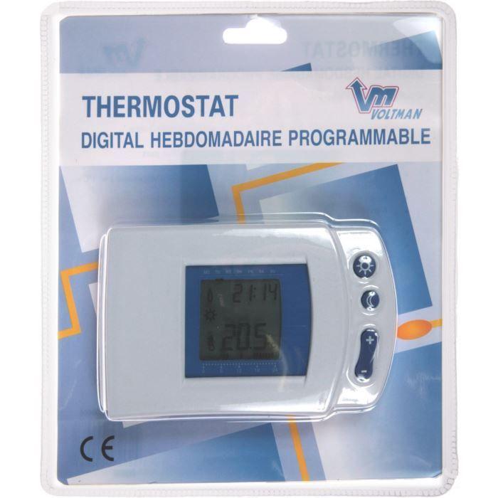 Thermostat électronique digital hebdomadaire - VOLTMAN - Simple à installer - Blanc
