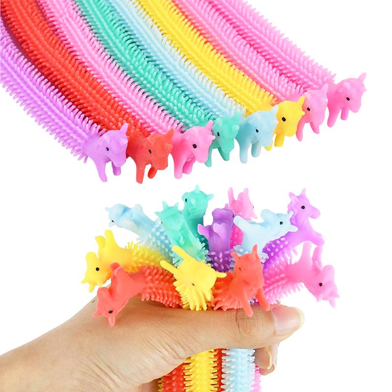 6-24pcs Funny Unicorn Pull Worm Stretch String TPR Rope Children Anti Stress Fidget Toys Birthday Party Favors Gifts for Guests