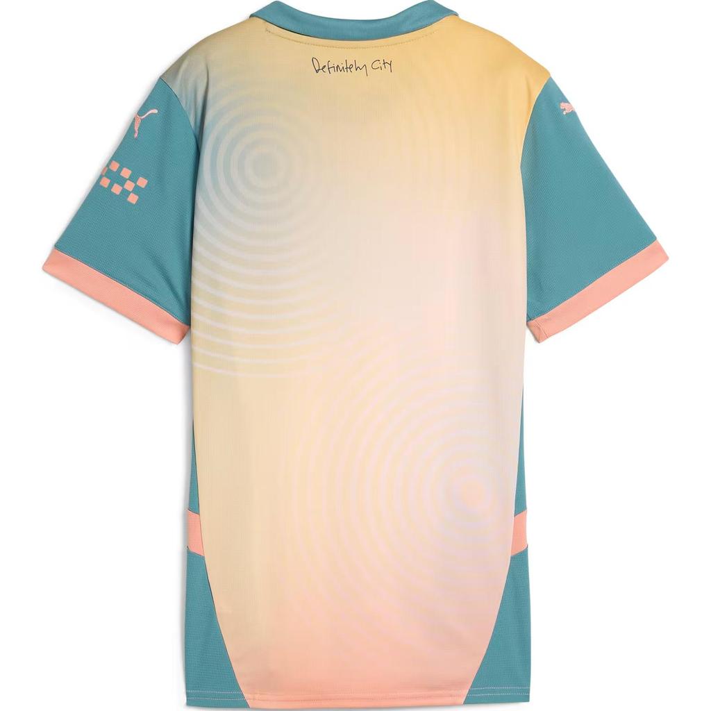 Puma Manchester City 24/25 Čtvrtý dres Venkovní Ležérní Sportovní Krátký Rukáv Fotbalový Dres Dámské topy Žlutý 775141-04