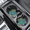 2pcs Van Gogh Art Oil Painting Flowers Car Coasters Cherry Blossoms Non-slip Cup Holder Women Car Interior Decorations