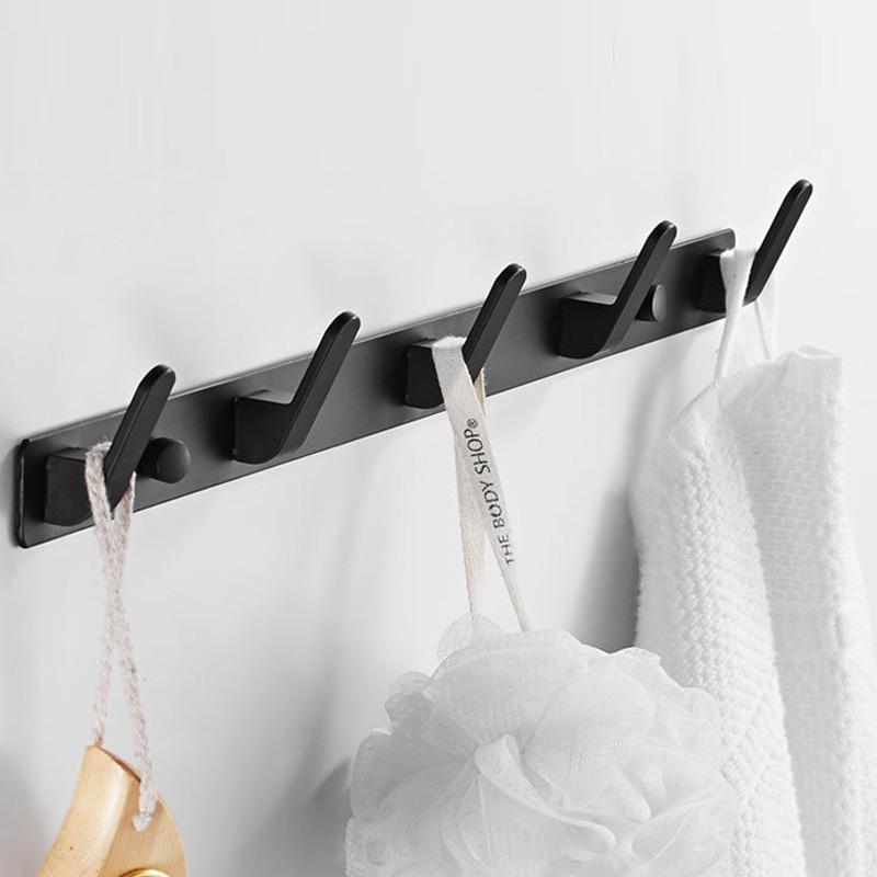 Black Robe Hook  Clothes Hook Wall Mounted Aluminium Bathroom Hardware Product Robe Hooks,wall Hat Hook Bathroom Accessories