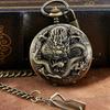 Hollow Through The Bottom Watch Personalized Pocket Watch Longfeng Chengxiang Mechanical Pocket Watch Bronze Retro Casual Pocket Watch Dragon Pocket