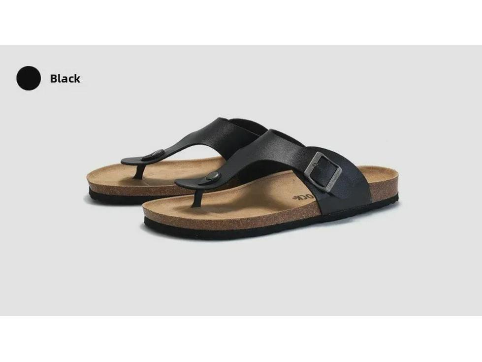 Ruizu Cork Slippers: Trendy Korean-Style Unisex Summer Beach Sandals & Casual Flip Flops