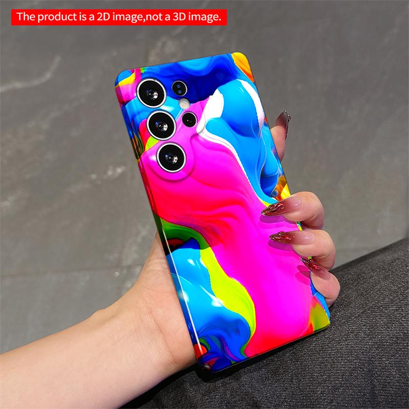 2DFlat Samsung Phone Case Vibrant Liquid Color Flow Phone Case Applicable To Galaxy S23 S24 S25ULTRA S26 A12 A14 A15 A16 A54 A55