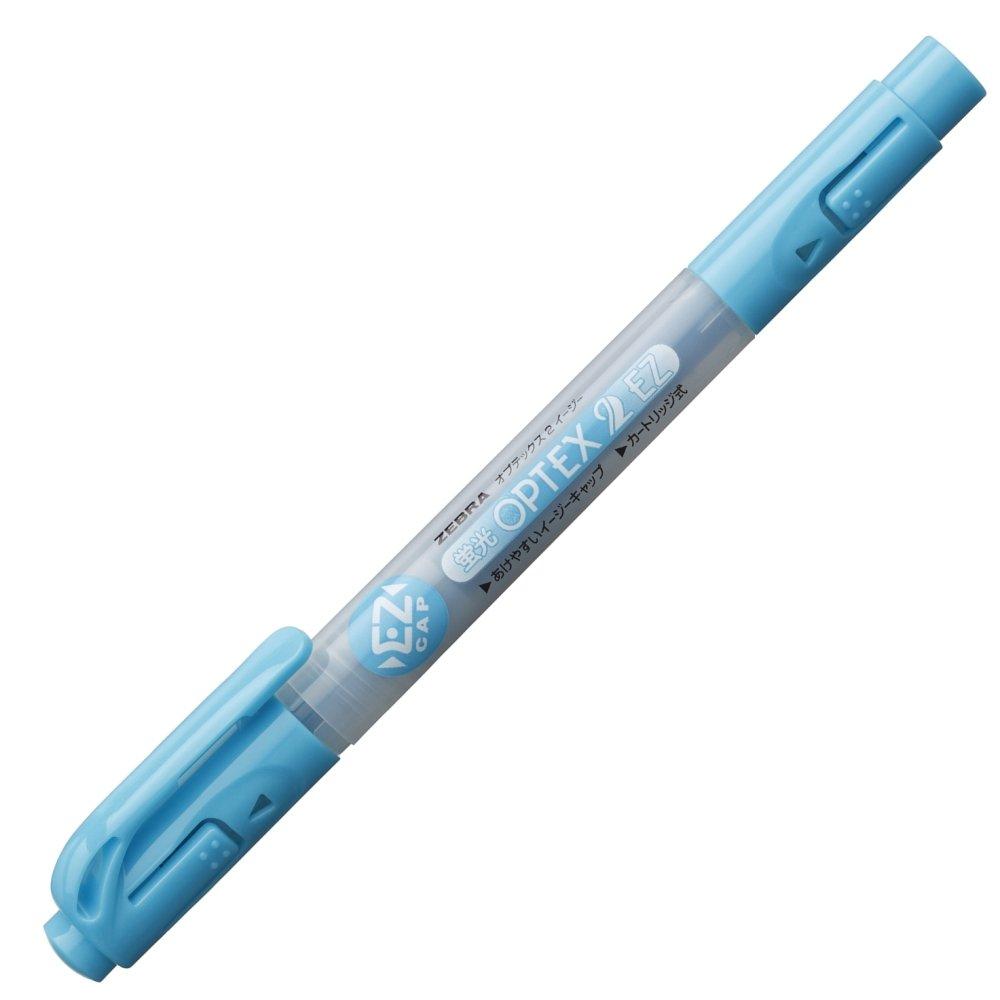 Zebra Optex 2 EZ Highlighter 10 Pen, Blue, pens, B-WKT11-BL