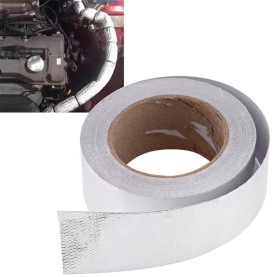 5PCS 2"x5Meter Aluminum Reinforced Tape Adhesive Backed Heat Shield Resistant Wrap Intake Silver