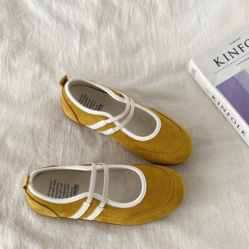 Versatile retro red Mary Jane shoes women's new flat-bottomed ballet sports and leisure shallow mouth single shoes