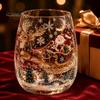 Weihnachts-Glasbecher 3D Tumbler, Mit Santa, Schneemann, Baum Skulpturierter Becher, Kreatives Skulpturales Dekoratives Feiertags-Trinkgeschirr, Festliches Geschenk für Party-Trinkgeschirr