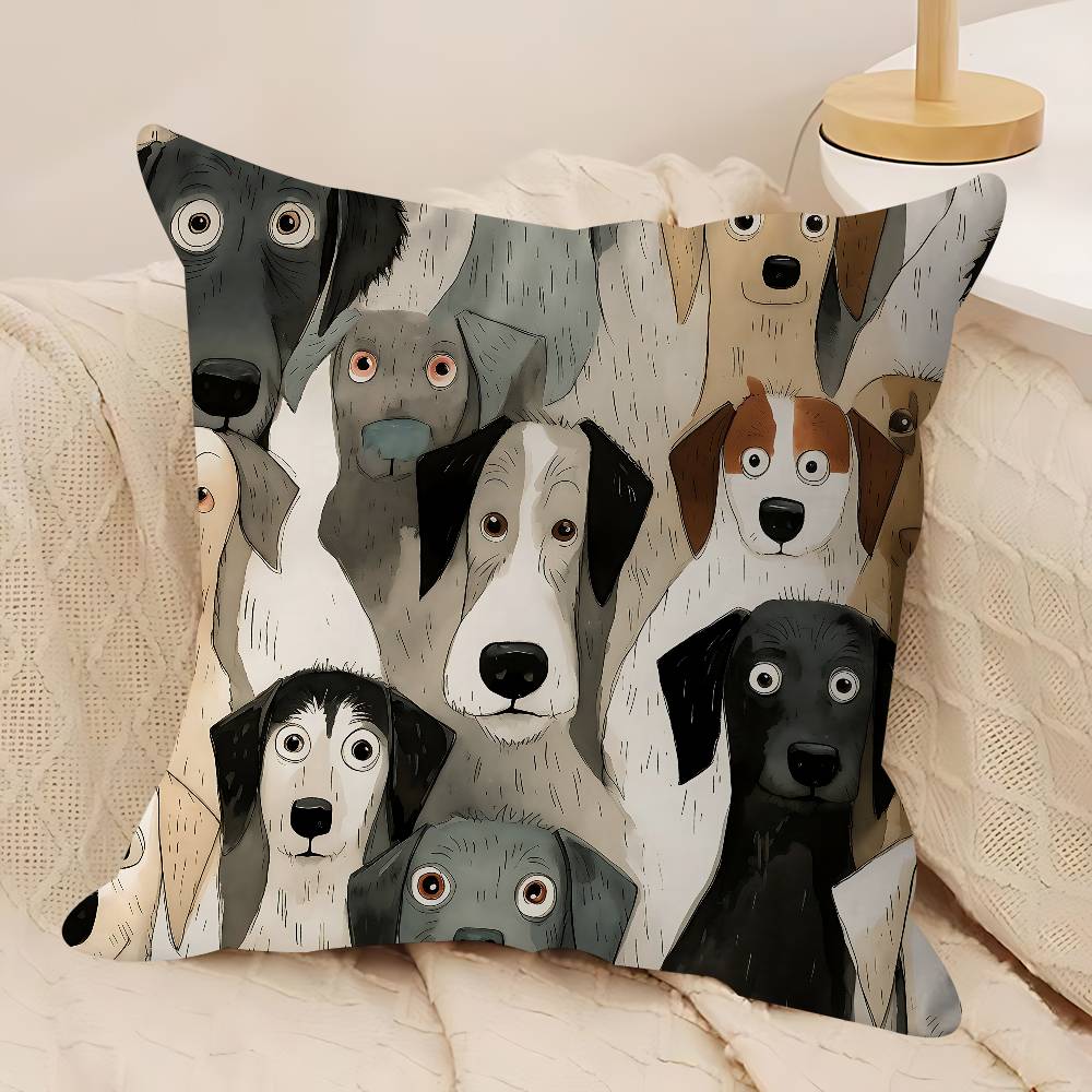 Cartoon Dog Pillow Gift Home Office Decoration Bedroom Sofa Car Cushion Cover Case 45x45
