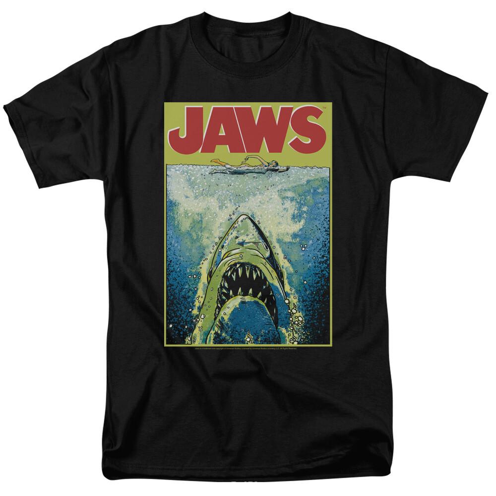 Jaws Bright Jaws T-shirt Licensed Shark Movie Retro Tee Classic New Black L