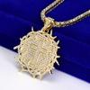 Factory Straight Hair New Thorn Cross Necklace Zinc Alloy Rhinestone Full Diamond Pendant Necklace