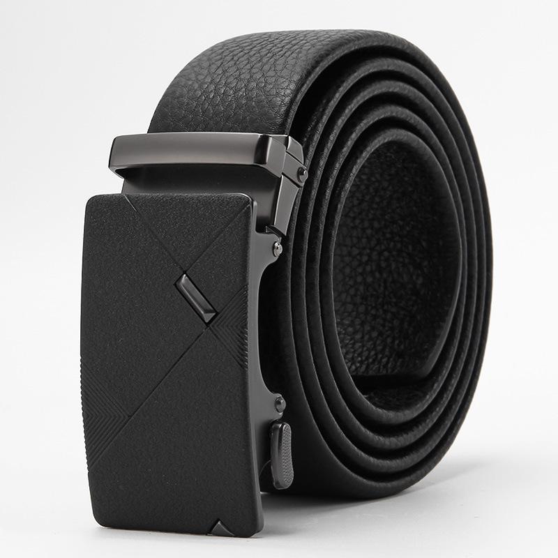 Frosted Automatic Buckle Edging Head Layer Cowhide Belt High End Business Casual Men's Trendy Belt