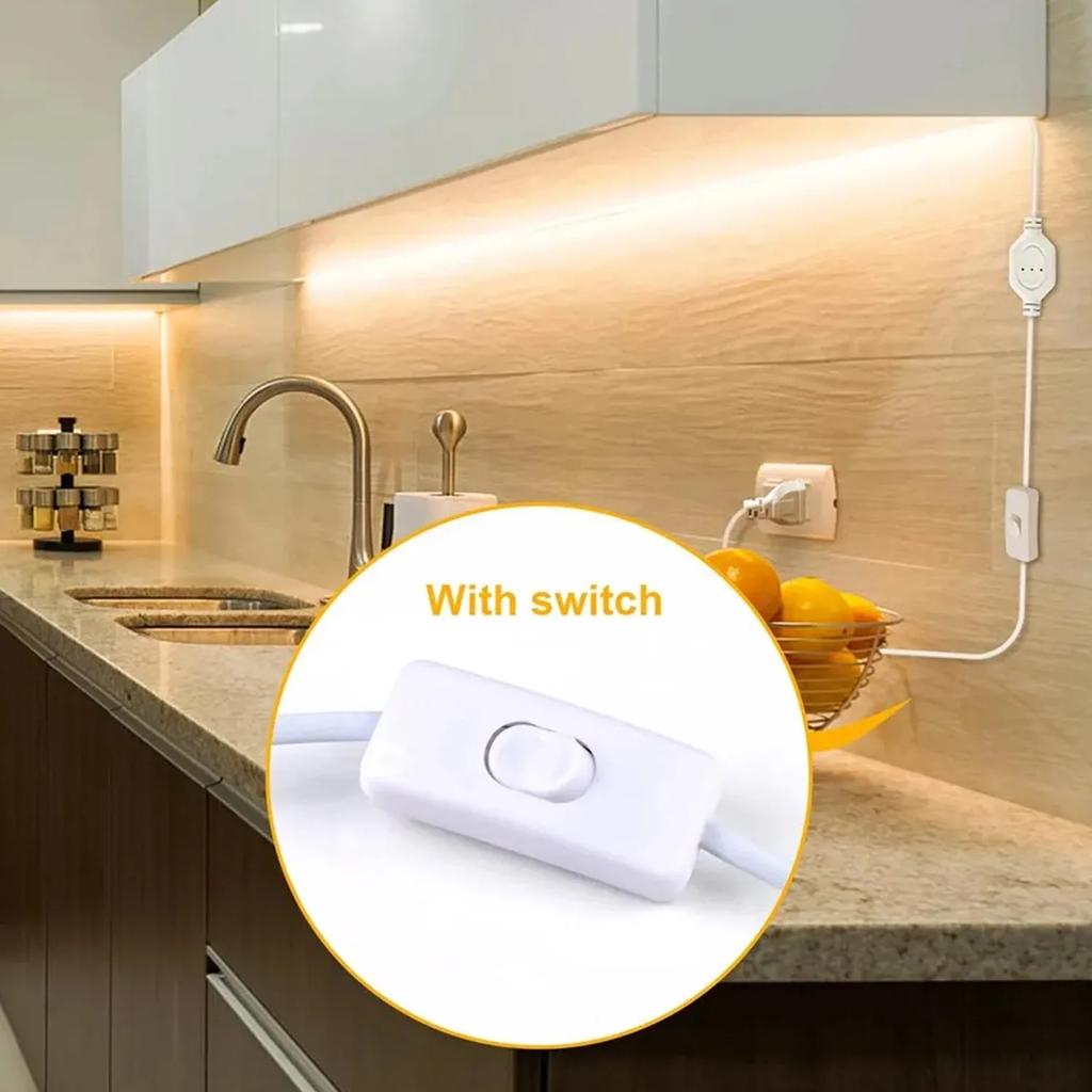 Super Bright 220V COB LED Strip Light with Switch EU Plug Waterproof Flexible Neon Tape Ribbon for Kitchen Bedroom Cabinet Room Home Decoration