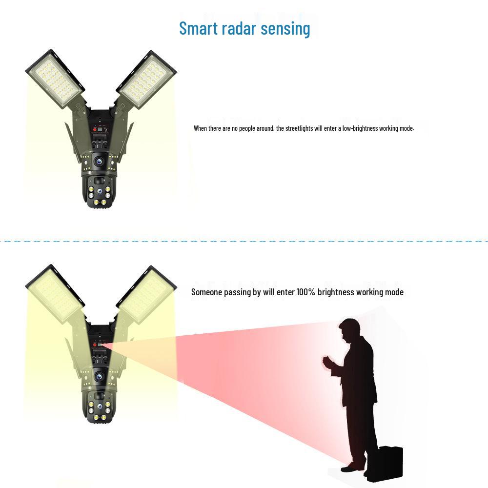 CrossV380 Solar 4G WiFi Street Light with Dual Lens, Waterproof Night Vision Camera.