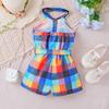 Kids Clothes Summer Fashion Sleeveless Halter Neck Short Jumpsuit for Girls Romper
