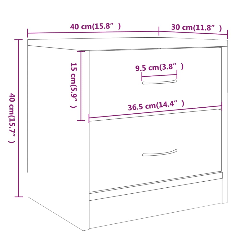 Nightstands 2 pcs Grey Sonoma 40 x 30 x 40 cm Particleboard