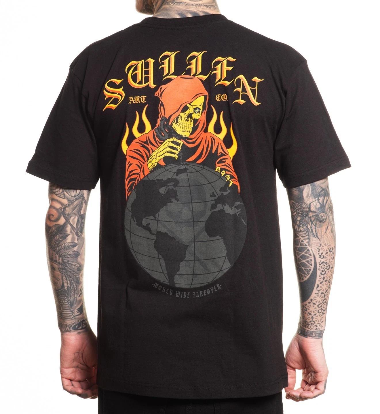

Sullen Men s Takeover Short Sleeve Standard T-shirt Skeleton Taking Over World M