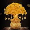 19cm 14cm Delicate Yellow Crystal Money Tree Ornament Home Office Shop Feng Shui Art Decoration Tabletop Lucky Wealth Tree