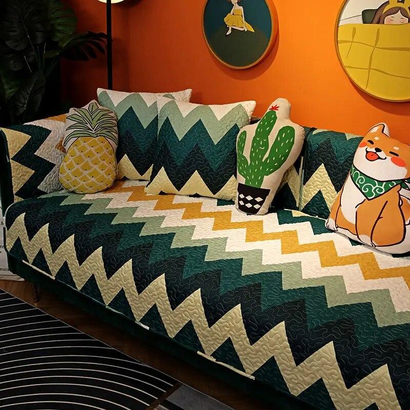 Žakárový povlak na pohovku zahuštěný protiskluzový kreslený povlak na polštářek bavlna samet univerzální ochrana obýváku univerzální ochrana nábytku