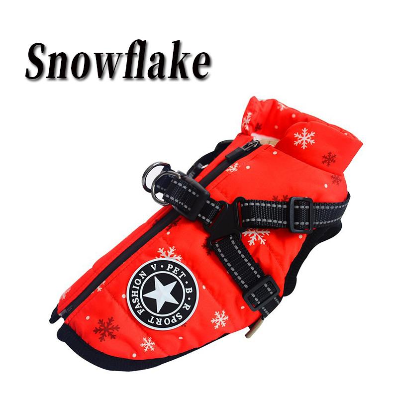 Winter Waterproof Dog Clothes with Harness Warm Pet Dog Cotton Jacket for Small Large Dogs Puppy Clothing French-Bulldog Coat
