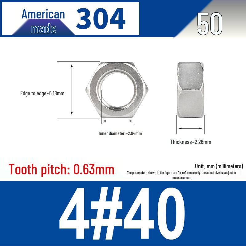 304 Edelstahl Grob- & Feingewinde Sechskantmutter für Zollschrauben (#4 bis 3/4)