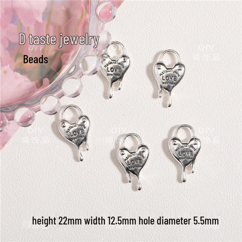 Love Heart Pendant Charm Alloy Jewelry for DIY Bracelets & Necklaces