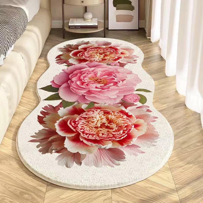 

3D Цветочный Ковер Утолщенный Удобный Комнатный Прикроватный Ковер Ковер для Гостиной Кофейного Столика Грязеотталкивающий 80 * 160cm