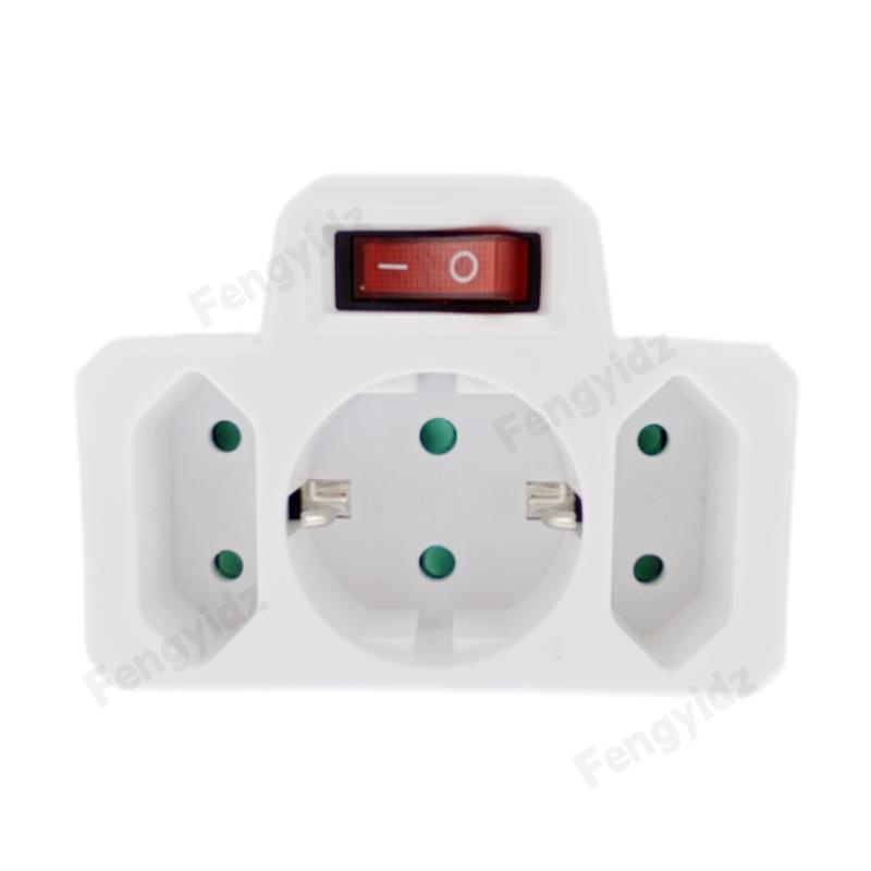 EU Extend Socket With ON/OFF Switch 2Pin Germany Standard Grounding Expansion Socket 1 To 1/2/3 Way Port Extension Converter 1