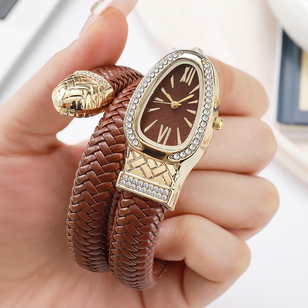 New Snake Shaped Diamond Inlaid Business Fashionable Casual Quartz Temperament Women's Watch Hot Selling and Explosive