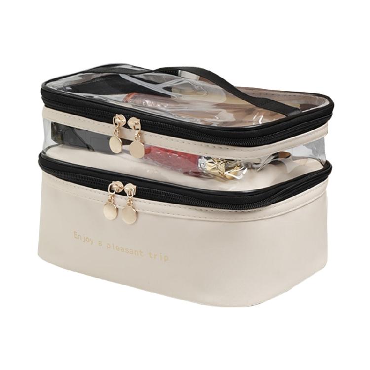 Portable Beauty Storage Case Elegant Make Up Organizers with Double Layer Convenience for Students and Travellers
