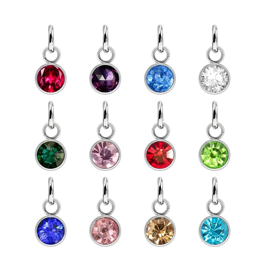 144Pcs/Lot Birthstone Necklace Pendant Jewelry Making Rhinestone Stainless Steel Charms For Women Earrings DIY Accessories Gift
